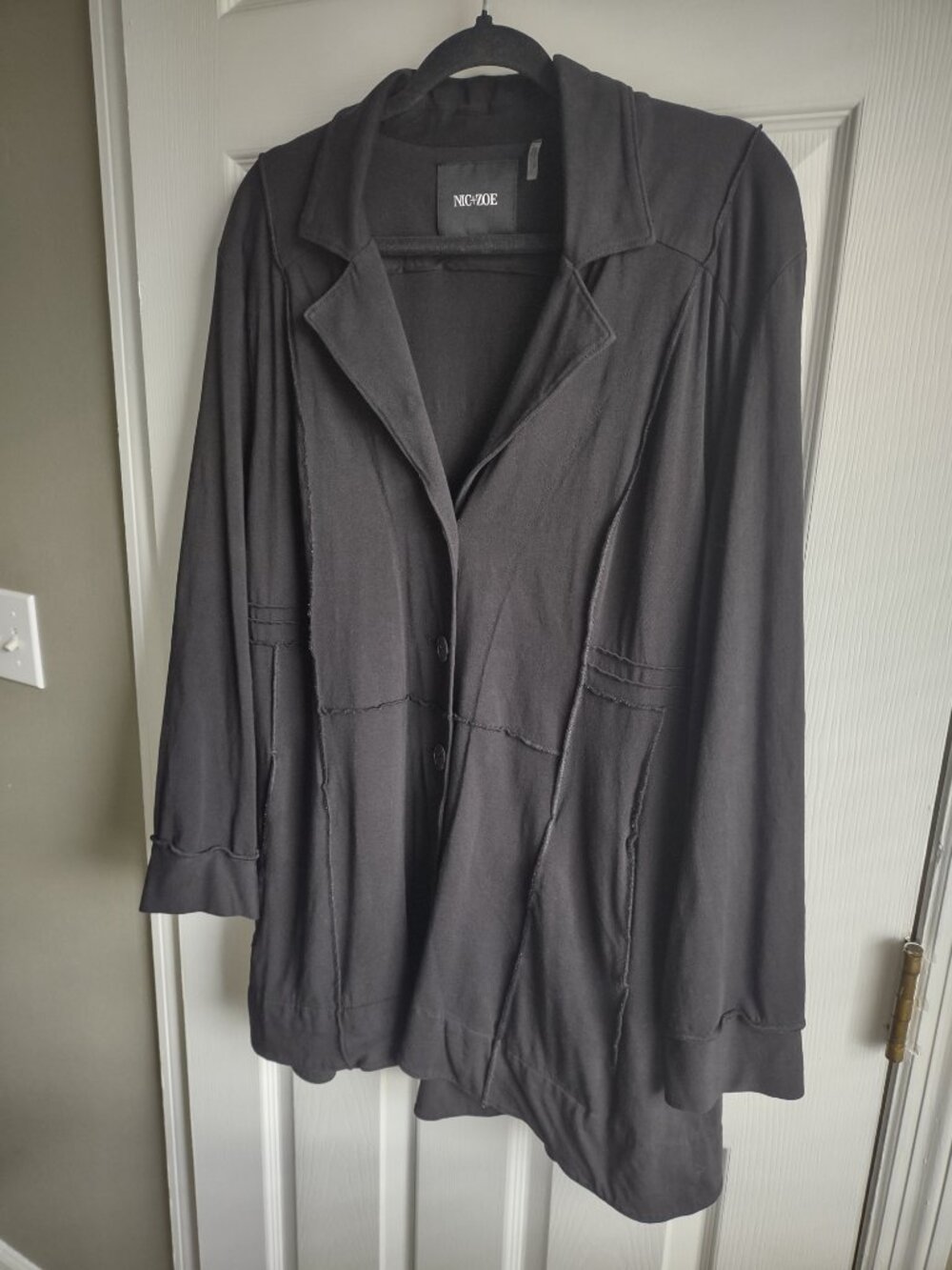 Nic+Zoe 3 button riding jacket - lightweight cotton stretch blazer plus size 2X - Picture 4 of 11
